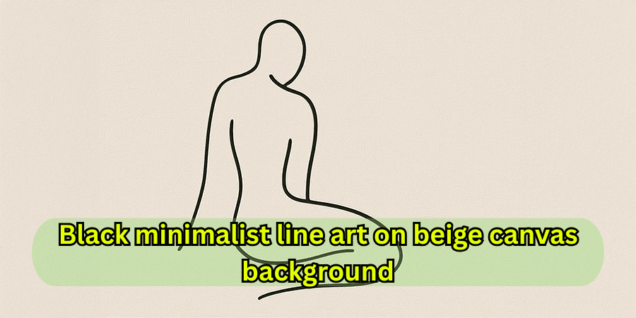 Black minimalist line art on beige canvas background