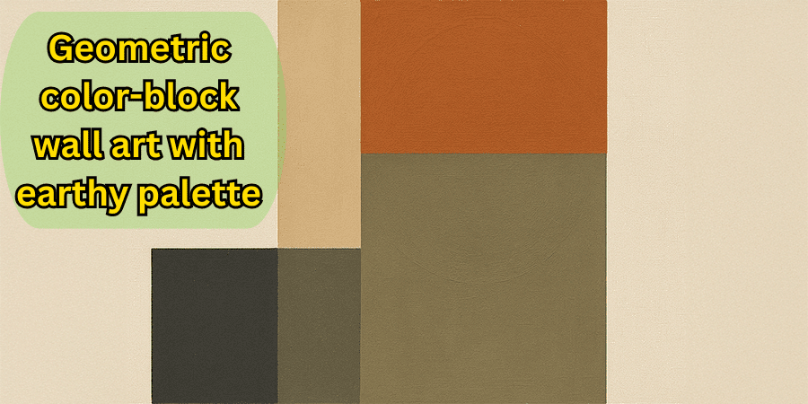 Geometric color-block wall art with earthy palette