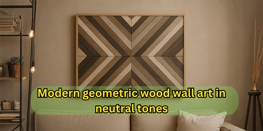 Modern geometric wood wall art in neutral tones