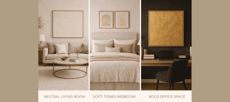 A modern home showing cohesive wall art styles across rooms