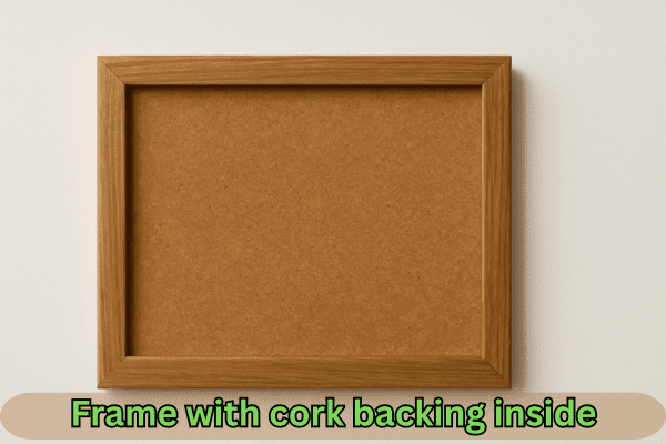 Frame with cork backing inside