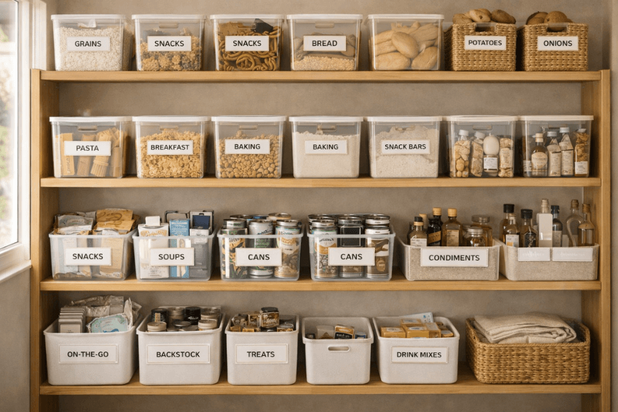 labeled pantry containers