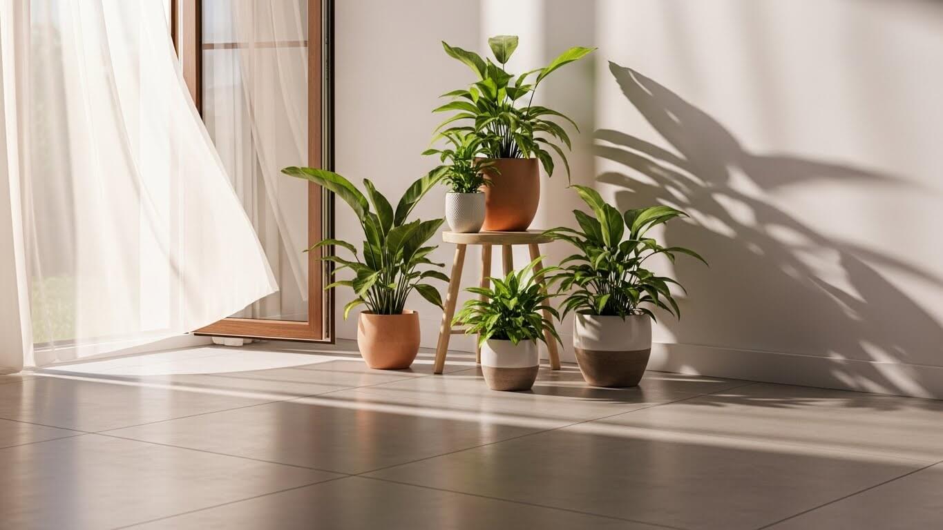 A peaceful, clean home corner with natural light and fresh air A peaceful, clean home corner with natural light and fresh air