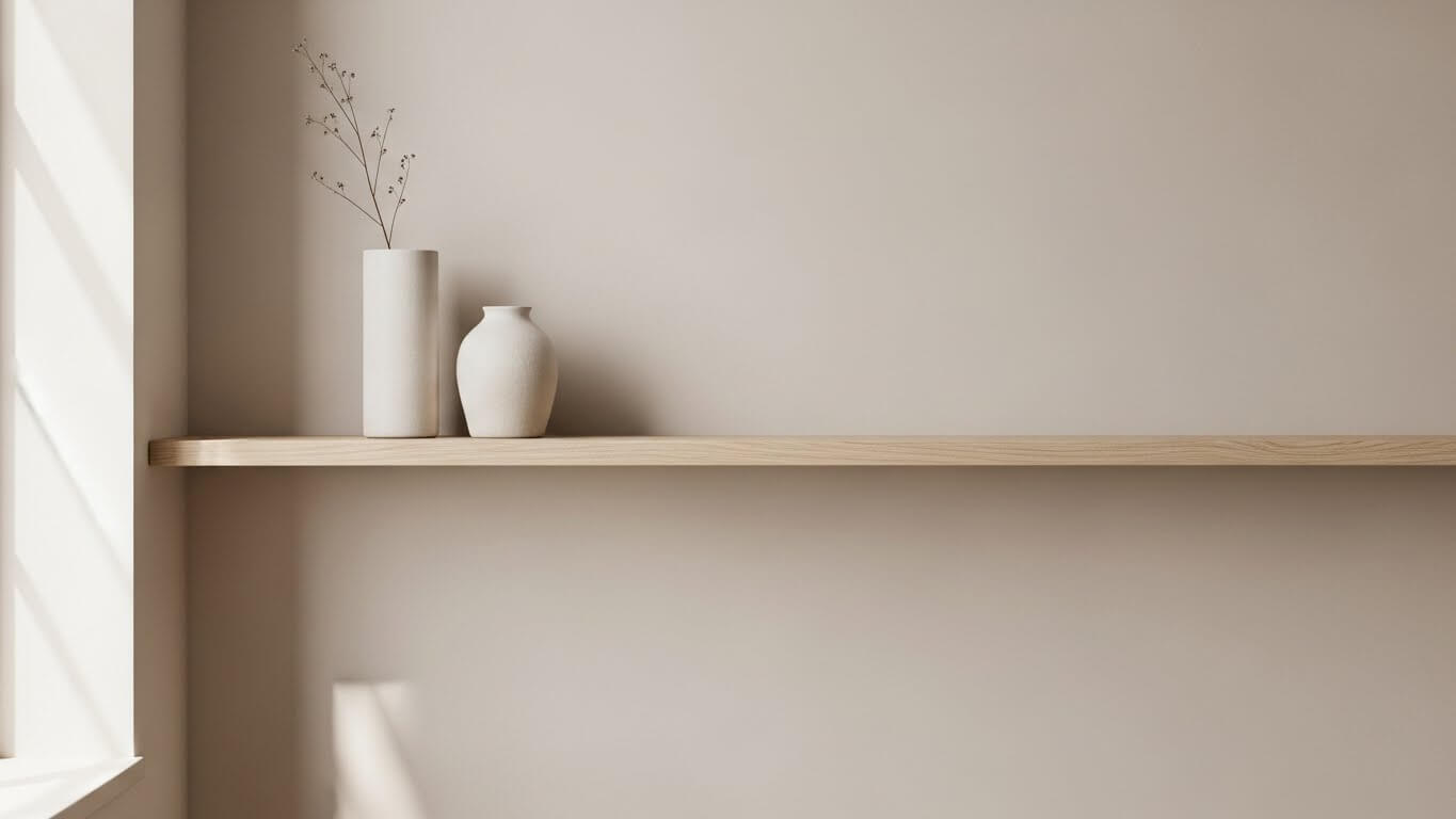 Minimalist wall with natural materials creating a calm interior feel